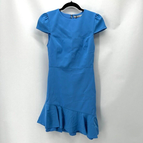 Alice + Olivia Fable Asymmetrical Ruffle Dress‎ Womens 0 Blue Preppy Dainty NWT - Picture 12 of 12